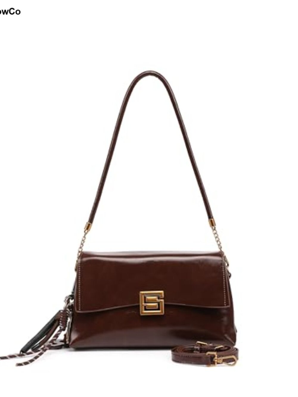 Women's Faux Leather Crossbody Bag Vintage Tassel PU Shoulder Purse Detachable